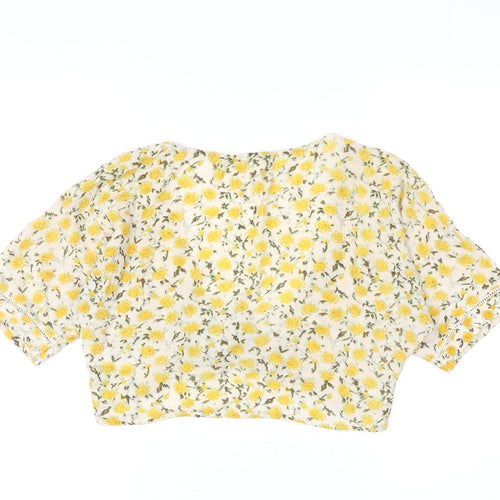 Urban Outfitters Womens Multicoloured Floral Polyester Cropped Blouse Size M Round Neck