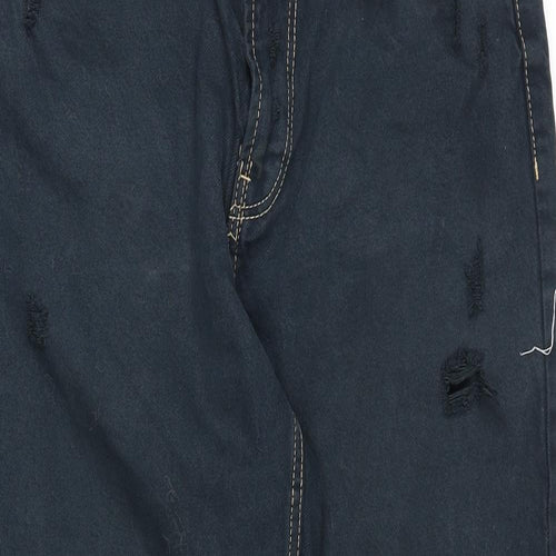 Bershka Womens Blue Cotton Mom Jeans Size 10 Regular Zip