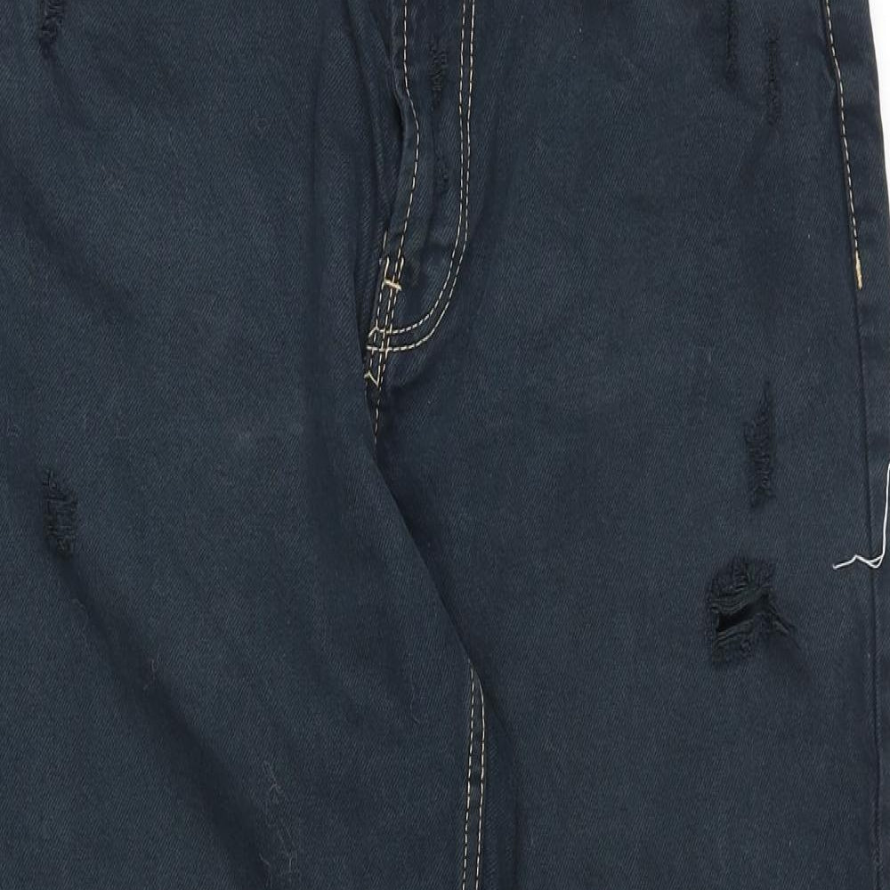Bershka Womens Blue Cotton Mom Jeans Size 10 Regular Zip