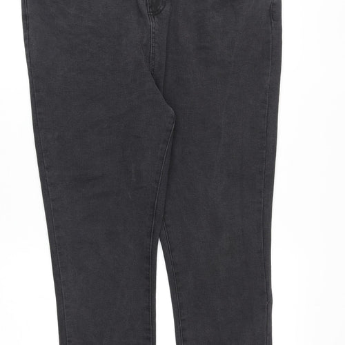 George Womens Grey Cotton Straight Jeans Size 18 Regular Zip