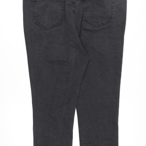 George Womens Grey Cotton Straight Jeans Size 18 Regular Zip