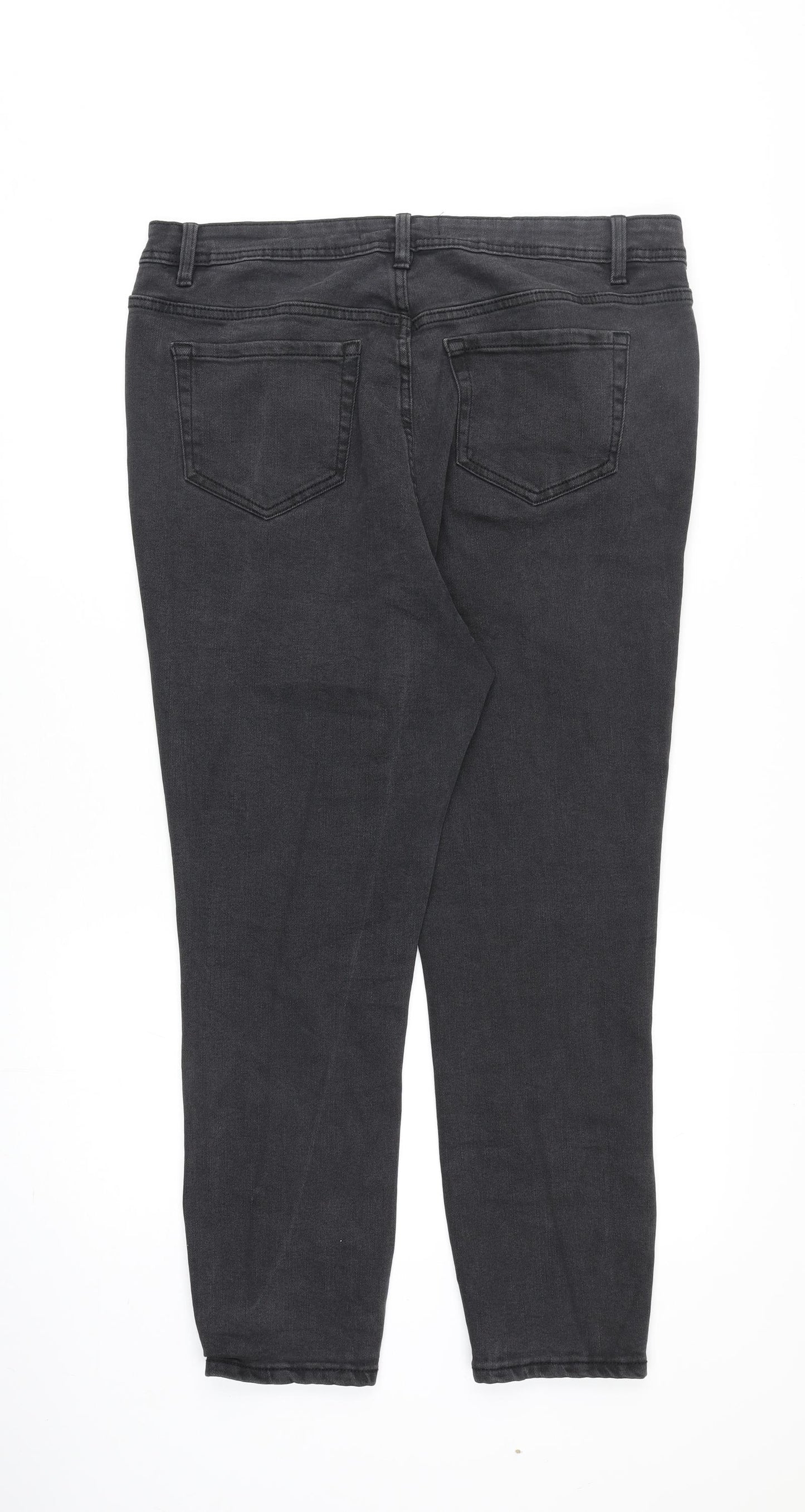 George Womens Grey Cotton Straight Jeans Size 18 Regular Zip