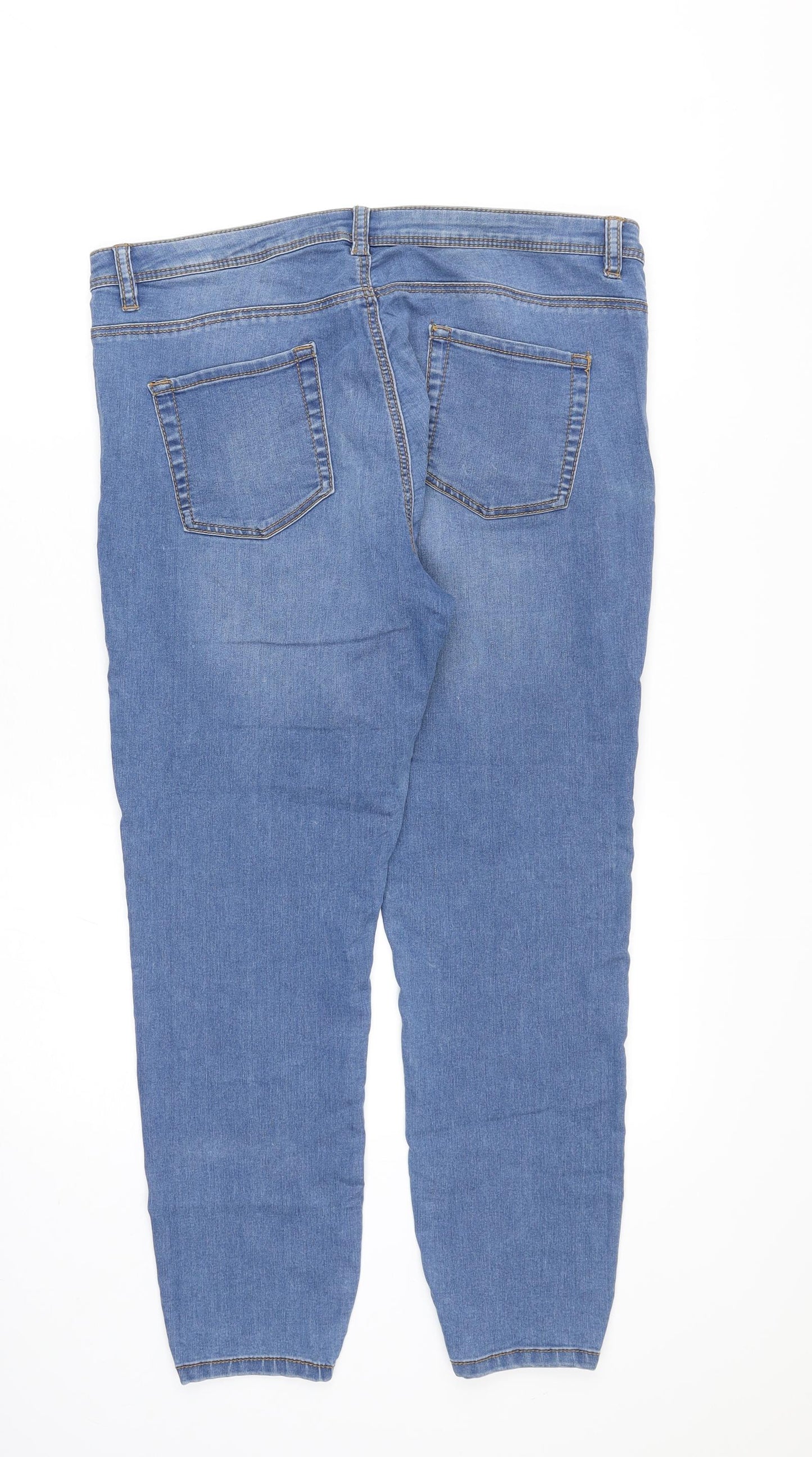 Denim & Co. Womens Blue Cotton Straight Jeans Size 16 Regular Zip