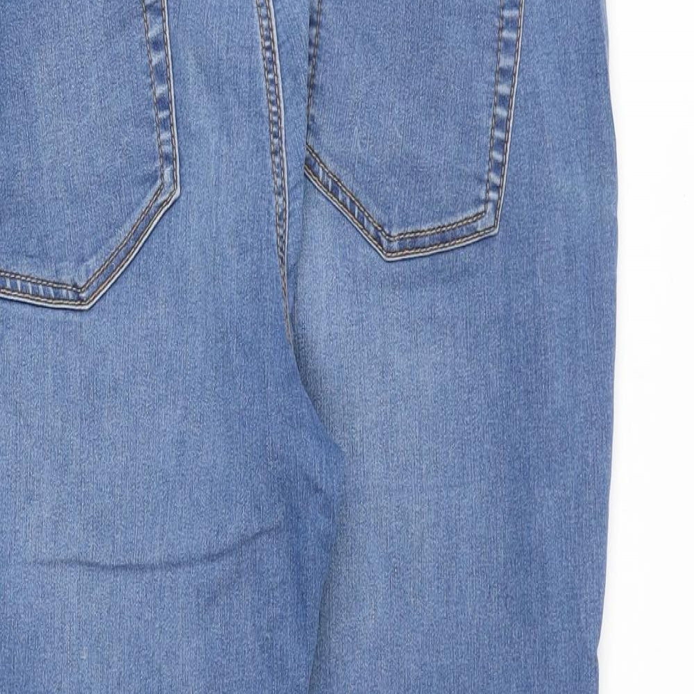 Denim & Co. Womens Blue Cotton Straight Jeans Size 16 Regular Zip