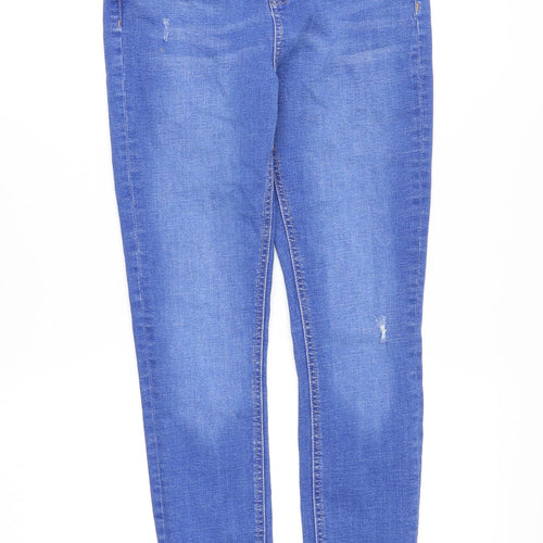 Denim & Co. Womens Blue Cotton Skinny Jeans Size 12 Regular Zip