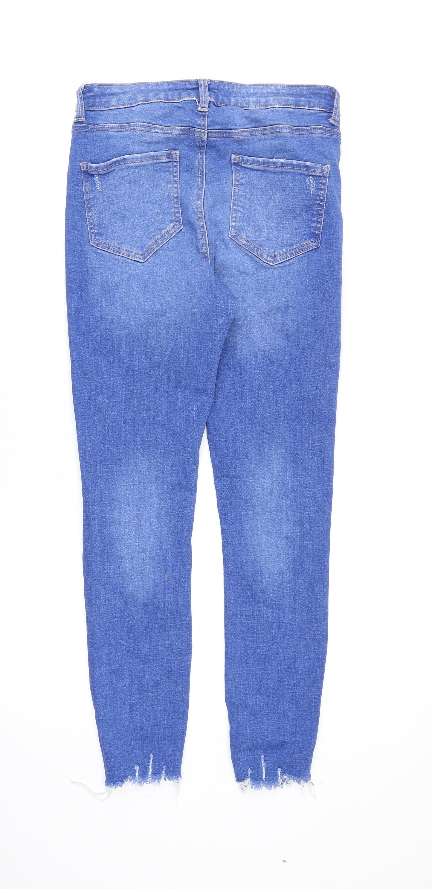 Denim & Co. Womens Blue Cotton Skinny Jeans Size 12 Regular Zip