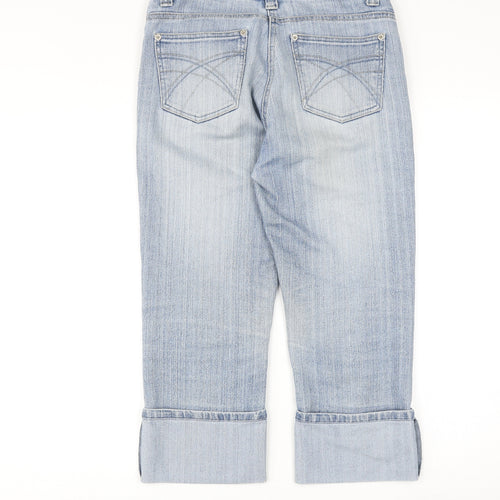 Dorothy Perkins Womens Blue Cotton Cropped Jeans Size 10 Regular Zip