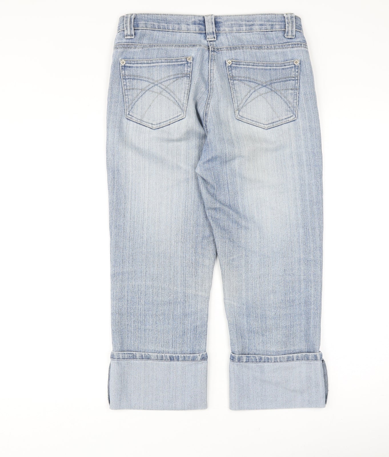 Dorothy Perkins Womens Blue Cotton Cropped Jeans Size 10 Regular Zip
