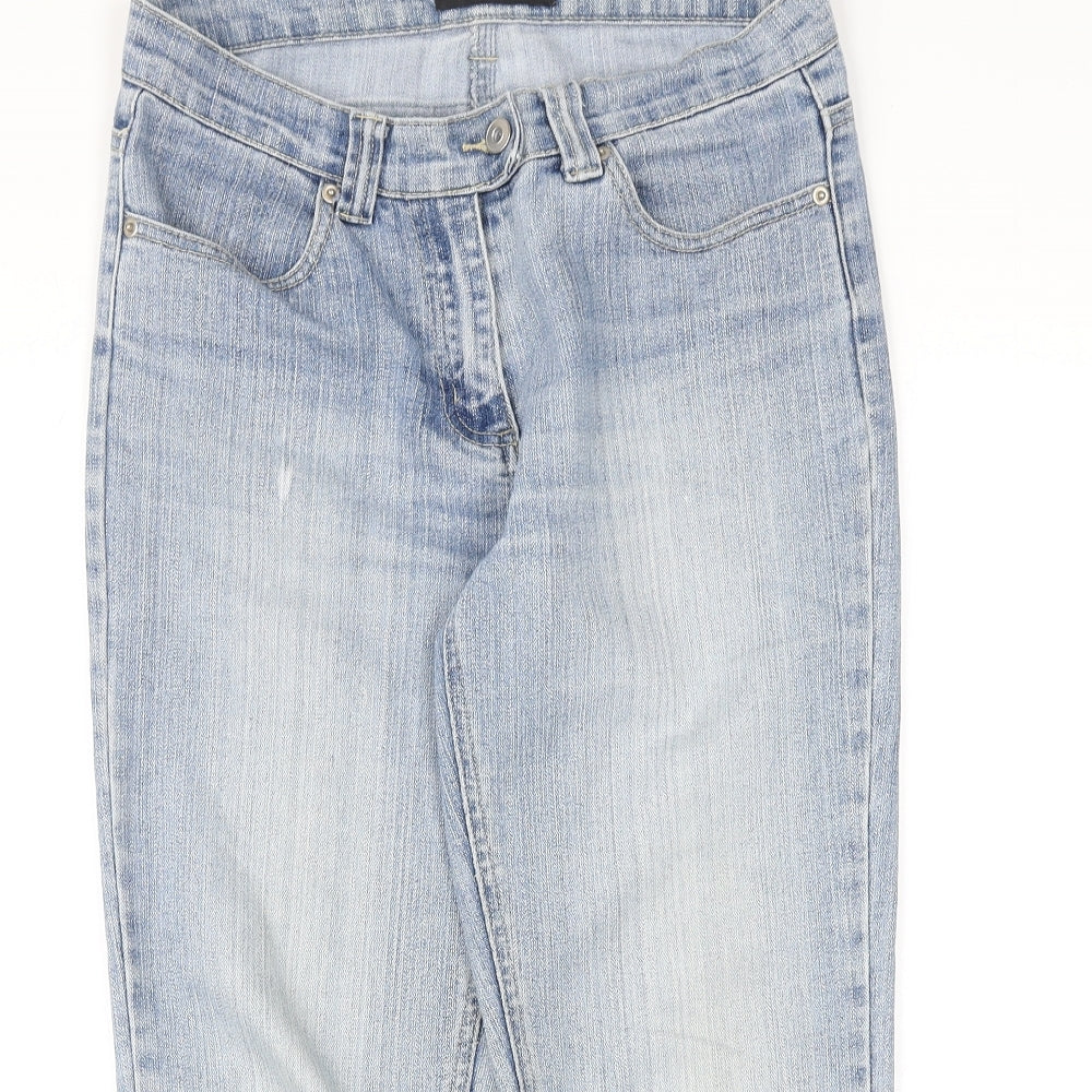 Dorothy Perkins Womens Blue Cotton Cropped Jeans Size 10 Regular Zip