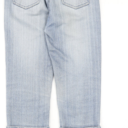 Dorothy Perkins Womens Blue Cotton Cropped Jeans Size 10 Regular Zip