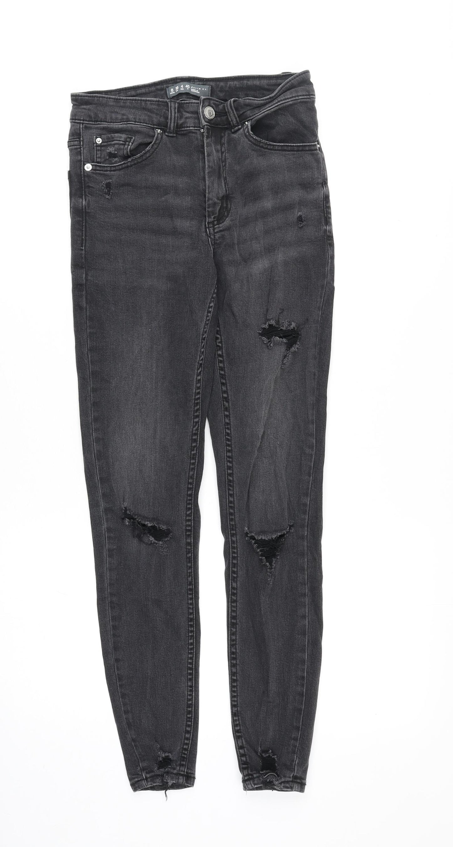 Denim & Co. Womens Grey Cotton Skinny Jeans Size 8 Regular Zip