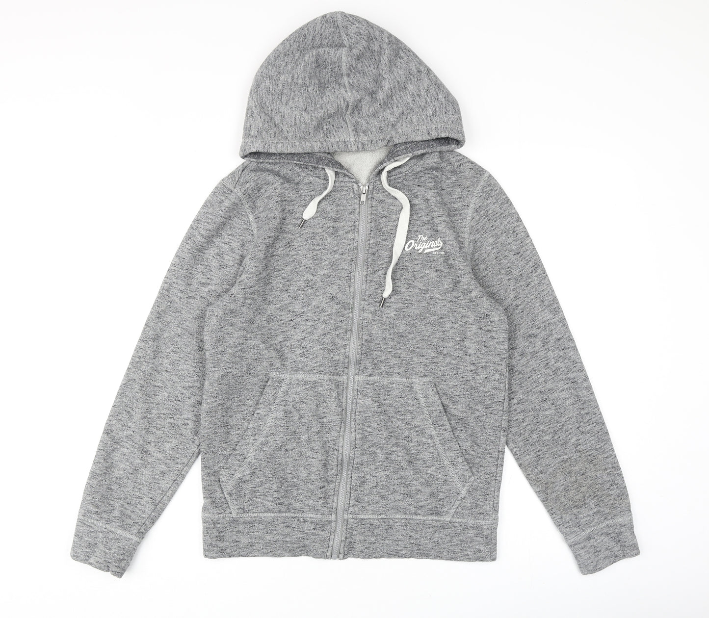 JACK & JONES Mens Grey Cotton Full Zip Hoodie Size S