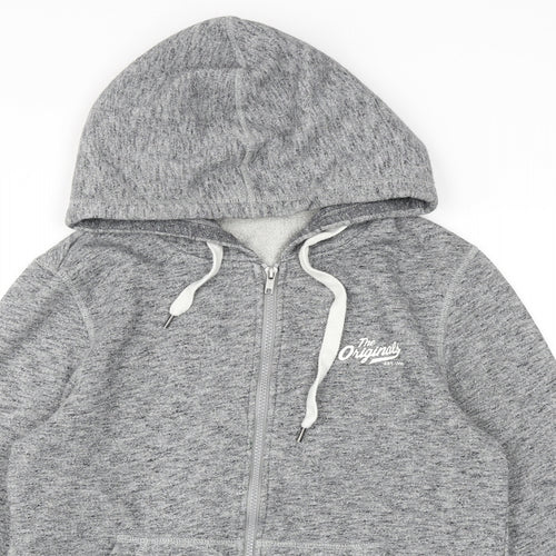 JACK & JONES Mens Grey Cotton Full Zip Hoodie Size S