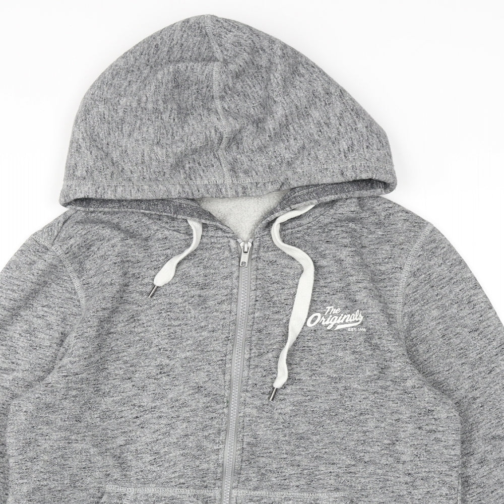 JACK & JONES Mens Grey Cotton Full Zip Hoodie Size S