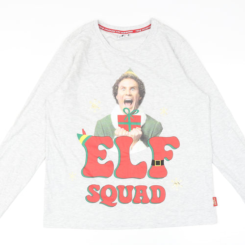 ELF Womens Grey Cotton Basic T-Shirt Size 12 Round Neck - Elf Squad
