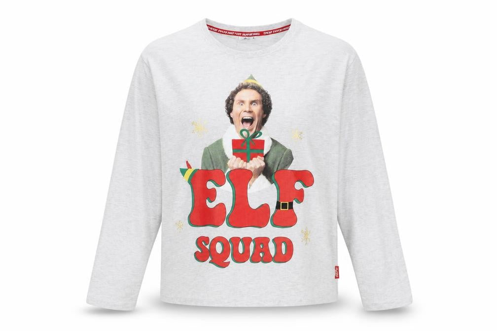 Front view of ELF women’s grey cotton basic t-shirt, size UK 12, round neck - elf squad