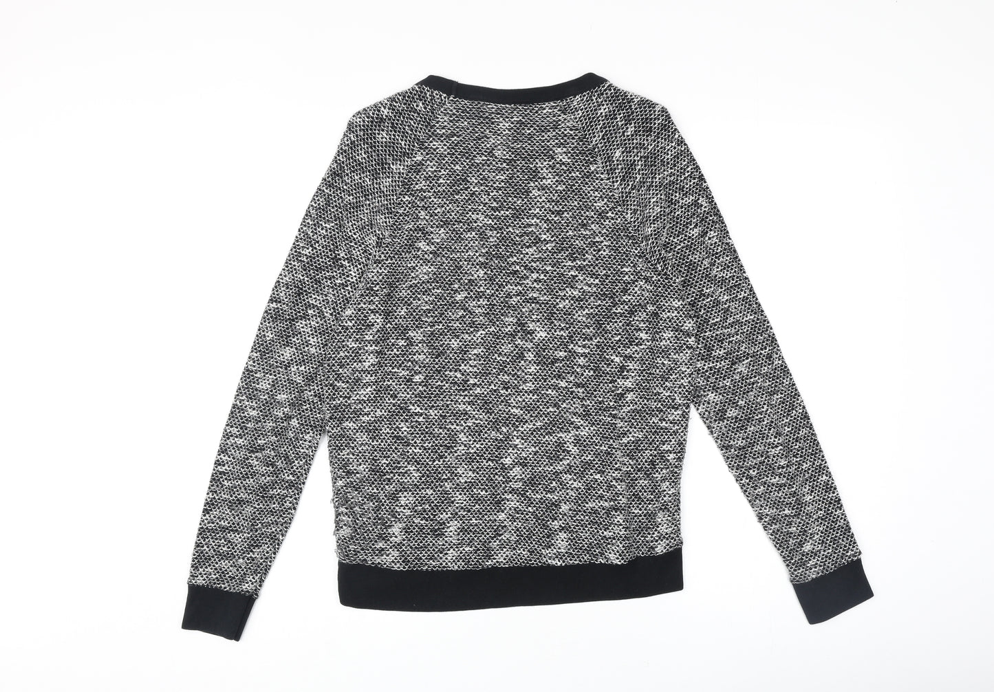 Topshop Womens Black Geometric Polyester Basic Blouse Size 8 Round Neck