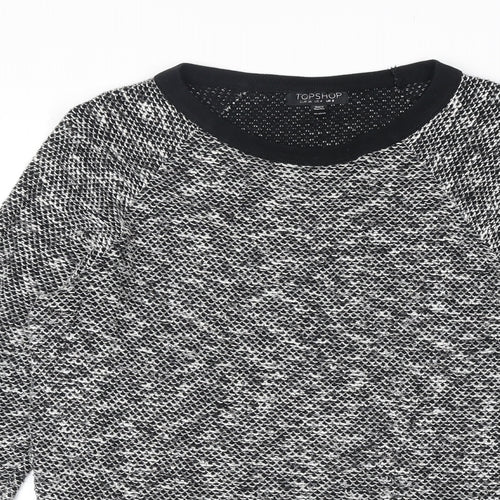 Topshop Womens Black Geometric Polyester Basic Blouse Size 8 Round Neck