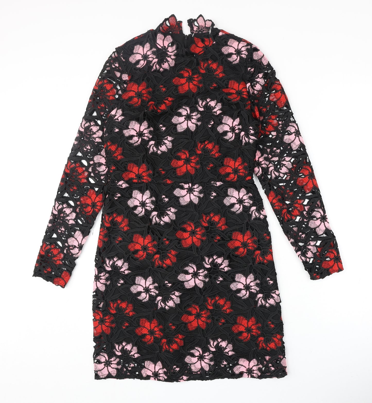 Berkertex Womens Multicoloured Floral Polyester Shift Size 8 Mock Neck Zip