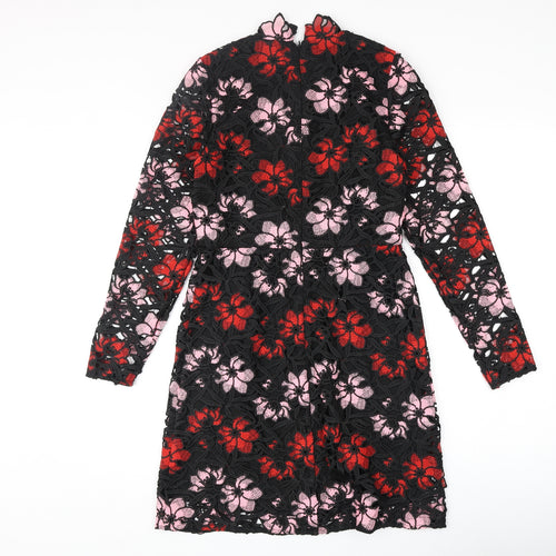 Berkertex Womens Multicoloured Floral Polyester Shift Size 8 Mock Neck Zip