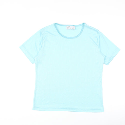 Emreco Womens Blue Polyester Basic T-Shirt Size 14 Round Neck