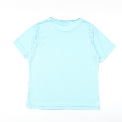 Emreco Womens Blue Polyester Basic T-Shirt Size 14 Round Neck
