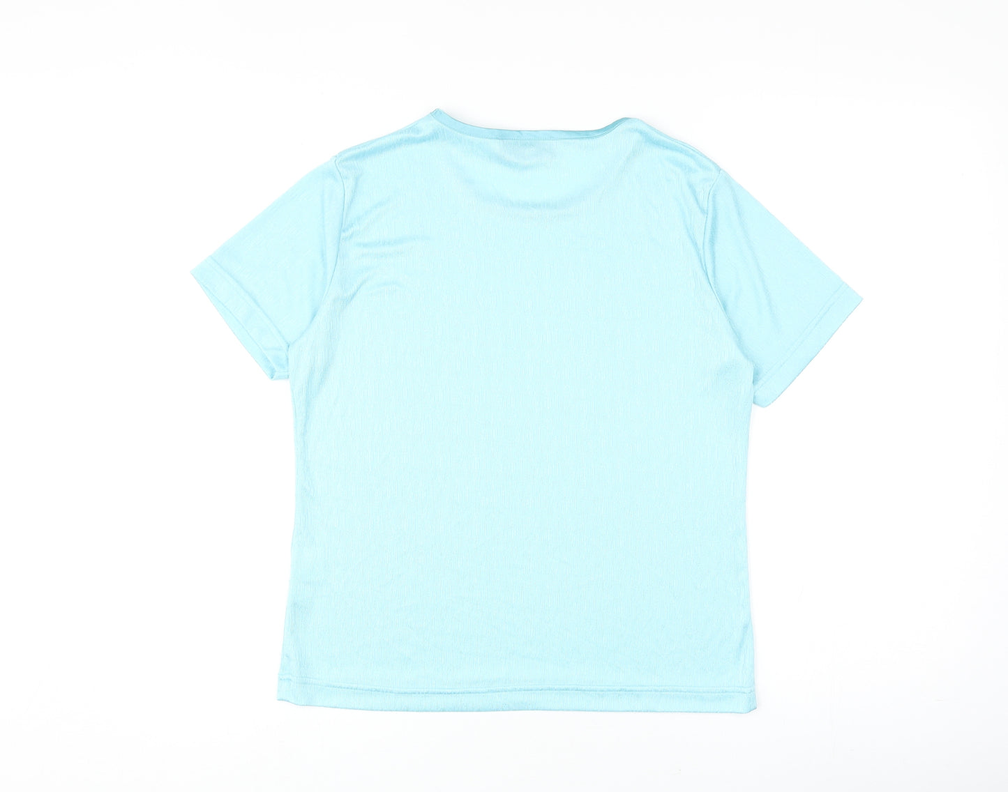 Emreco Womens Blue Polyester Basic T-Shirt Size 14 Round Neck