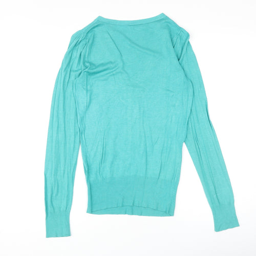 Dorothy Perkins Womens Green V-Neck Acrylic Pullover Jumper Size 8