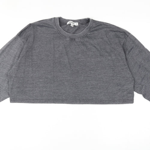 Missguided Womens Grey Cotton Pullover Sweatshirt Size 10 Pullover - Cropped