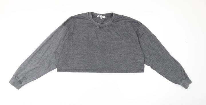 Missguided Womens Grey Cotton Pullover Sweatshirt Size 10 Pullover - Cropped