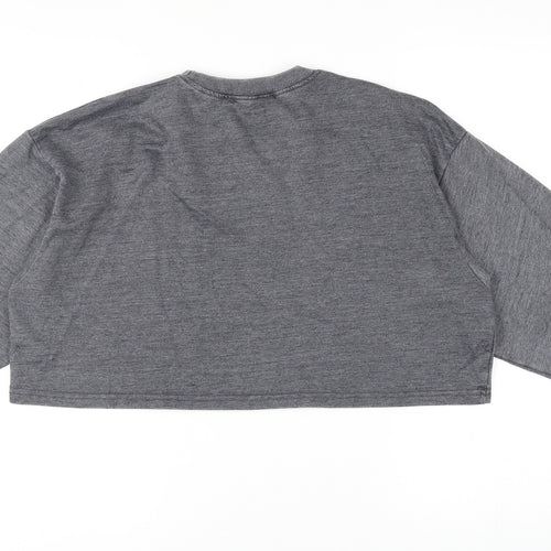 Missguided Womens Grey Cotton Pullover Sweatshirt Size 10 Pullover - Cropped