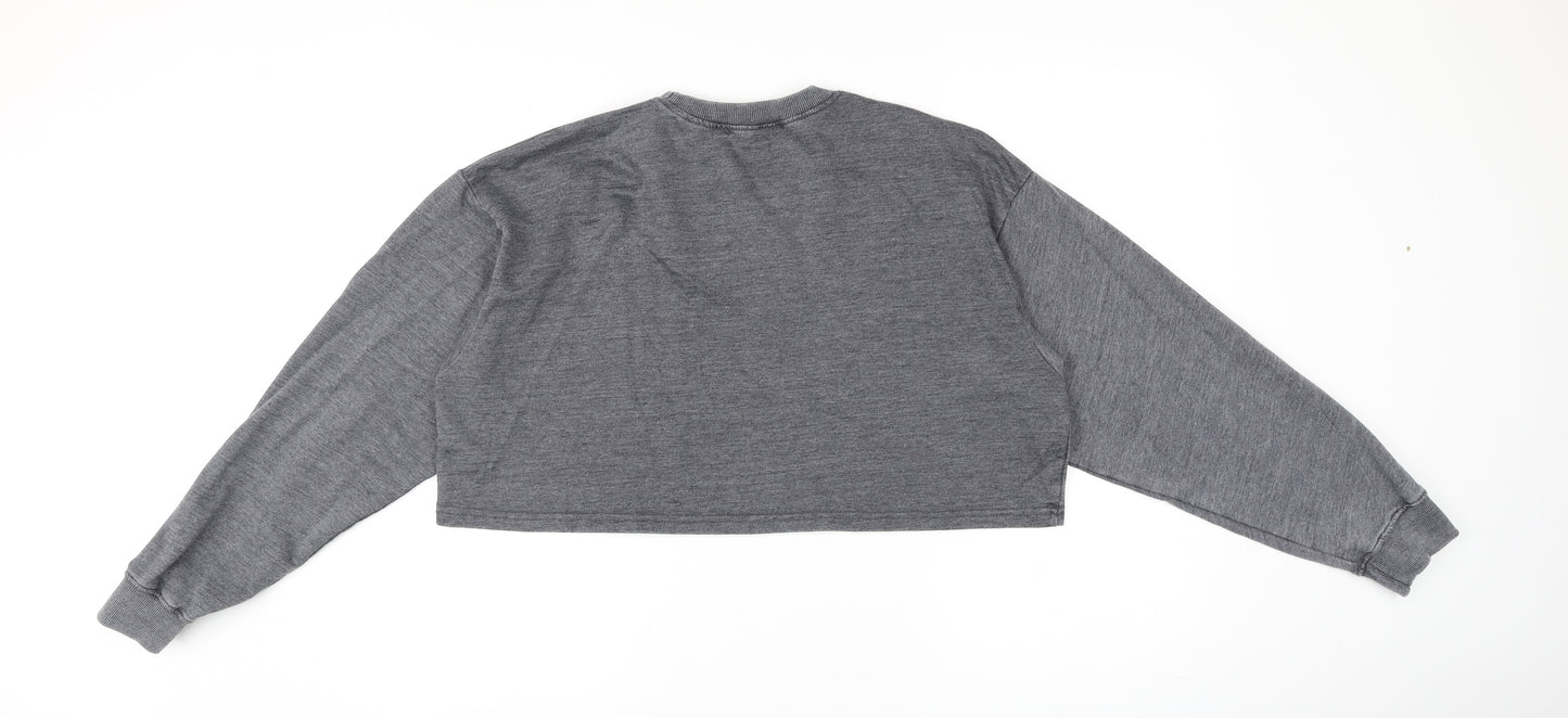 Missguided Womens Grey Cotton Pullover Sweatshirt Size 10 Pullover - Cropped