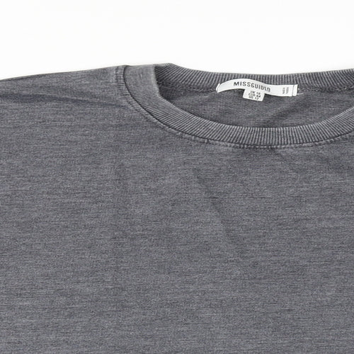 Missguided Womens Grey Cotton Pullover Sweatshirt Size 10 Pullover - Cropped
