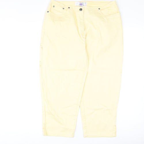 JDY Womens Yellow Cotton Straight Jeans Size 14 Regular Zip