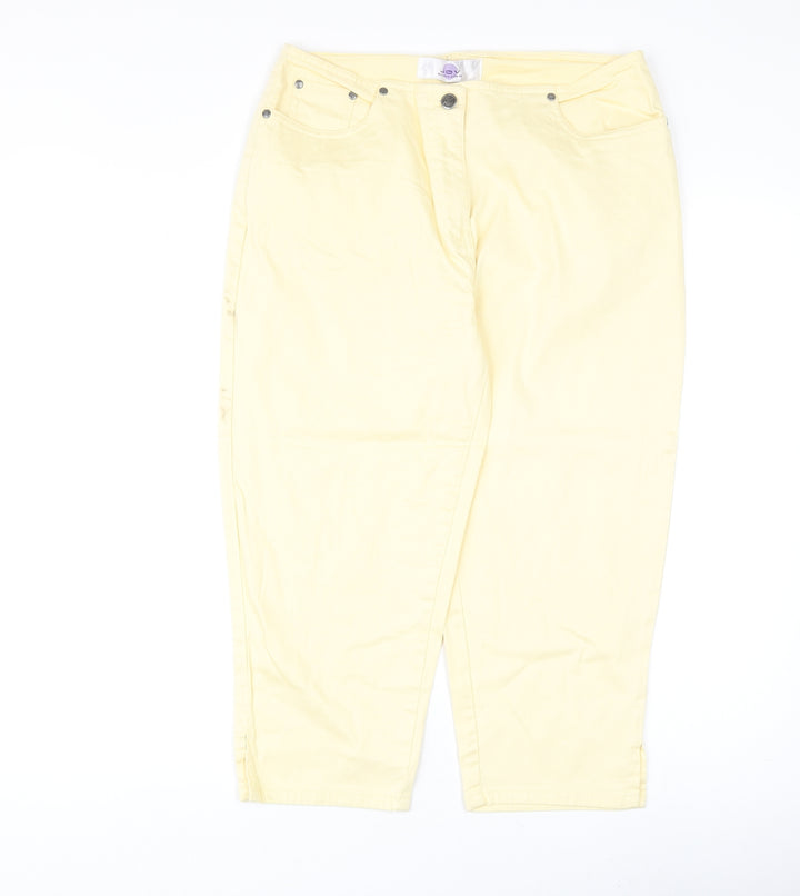 JDY Womens Yellow Cotton Straight Jeans Size 14 Regular Zip