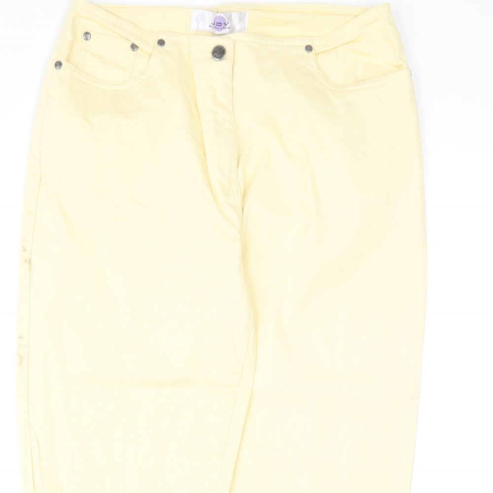 JDY Womens Yellow Cotton Straight Jeans Size 14 Regular Zip