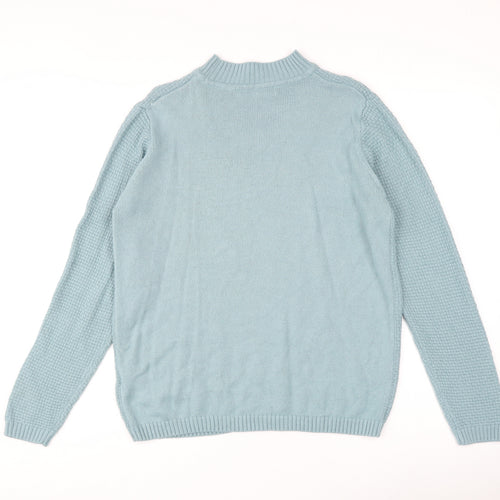 EWM Womens Blue Mock Neck Acrylic Pullover Jumper Size 14 - Size 14-16