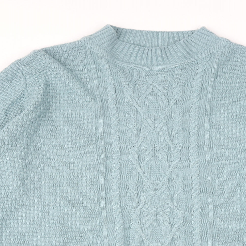 EWM Womens Blue Mock Neck Acrylic Pullover Jumper Size 14 - Size 14-16