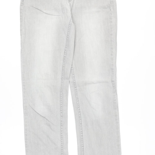 Etam Womens Grey Cotton Straight Jeans Size 10 Regular Zip
