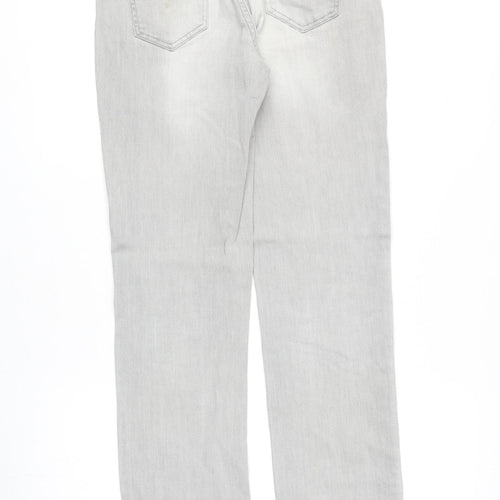 Etam Womens Grey Cotton Straight Jeans Size 10 Regular Zip