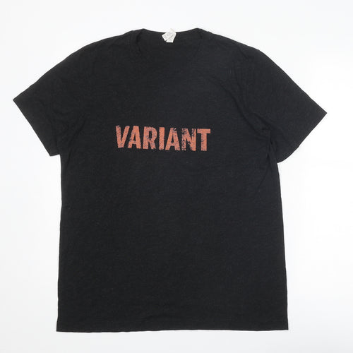 Canvas Mens Black Polyester T-Shirt Size L Round Neck - Variant