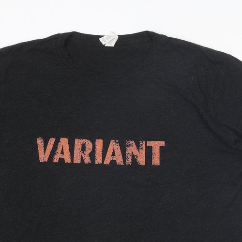 Canvas Mens Black Polyester T-Shirt Size L Round Neck - Variant
