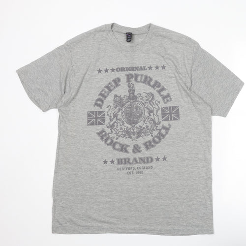 Tultex Mens Grey Polyester T-Shirt Size L Round Neck - Deep Purple