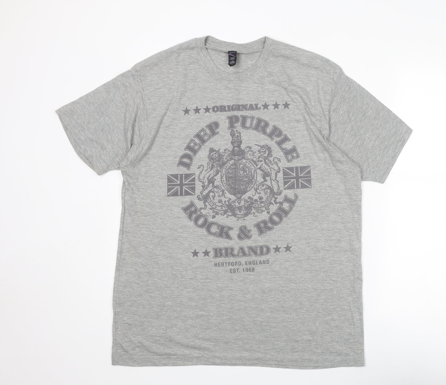 Tultex Mens Grey Polyester T-Shirt Size L Round Neck - Deep Purple