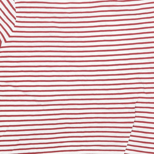 Jigsaw Womens Red Striped Cotton Basic T-Shirt Size S Boat Neck