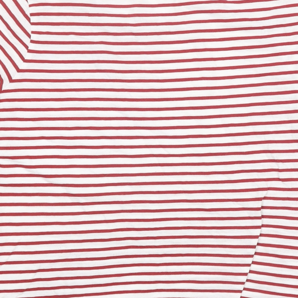 Jigsaw Womens Red Striped Cotton Basic T-Shirt Size S Boat Neck