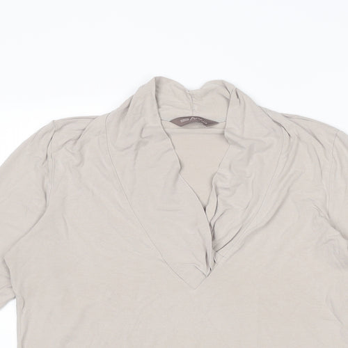 Marks and Spencer Womens Beige Viscose Basic T-Shirt Size 16 Collared
