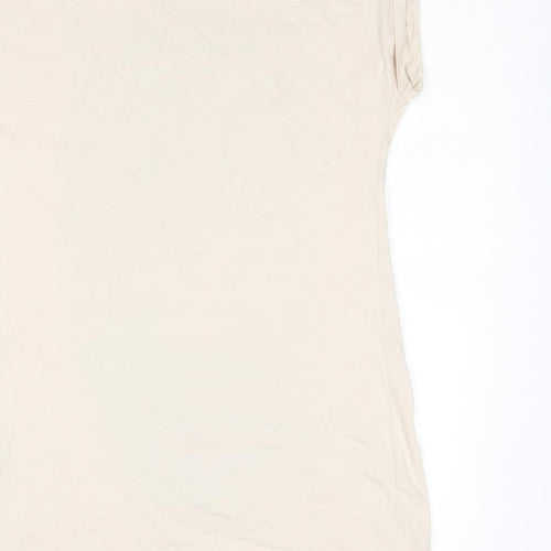 Dunnes Stores Womens Beige Cotton Basic T-Shirt Size 12 Boat Neck - Tiger