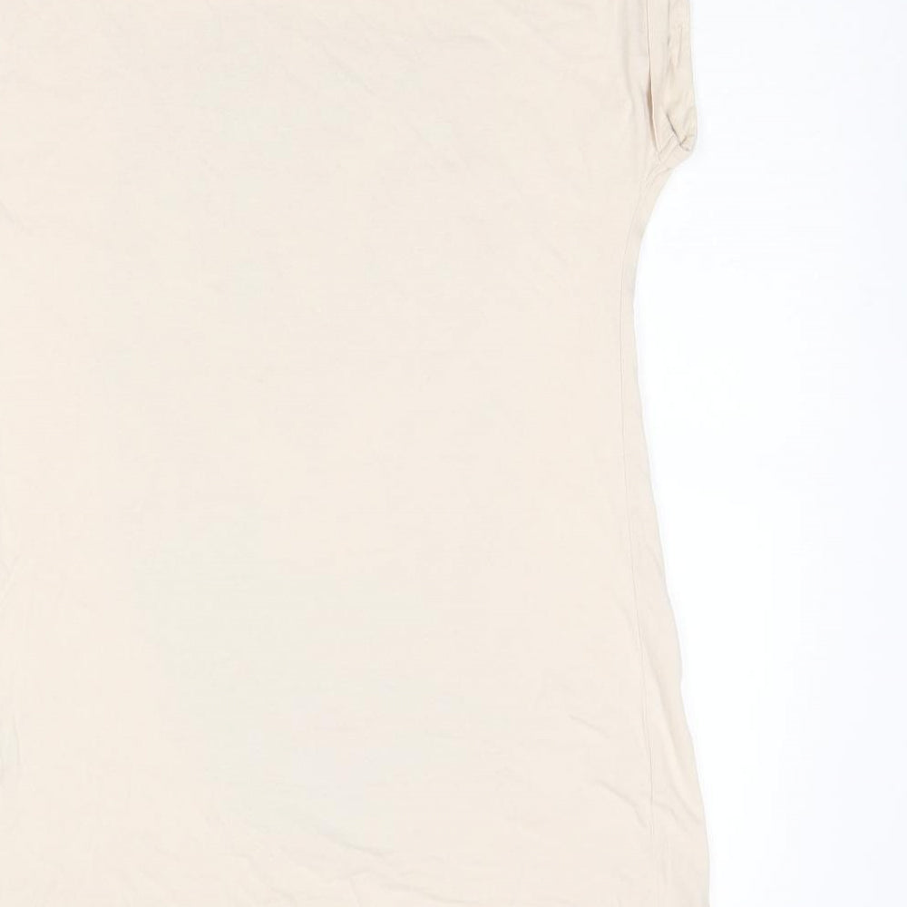 Dunnes Stores Womens Beige Cotton Basic T-Shirt Size 12 Boat Neck - Tiger