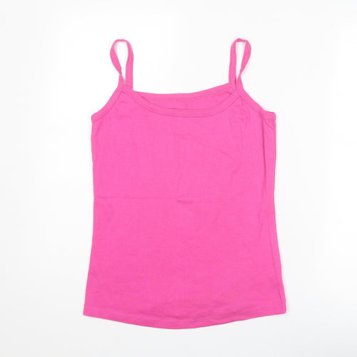 Dunnes Stores Womens Pink Cotton Basic Tank Size 12 Round Neck